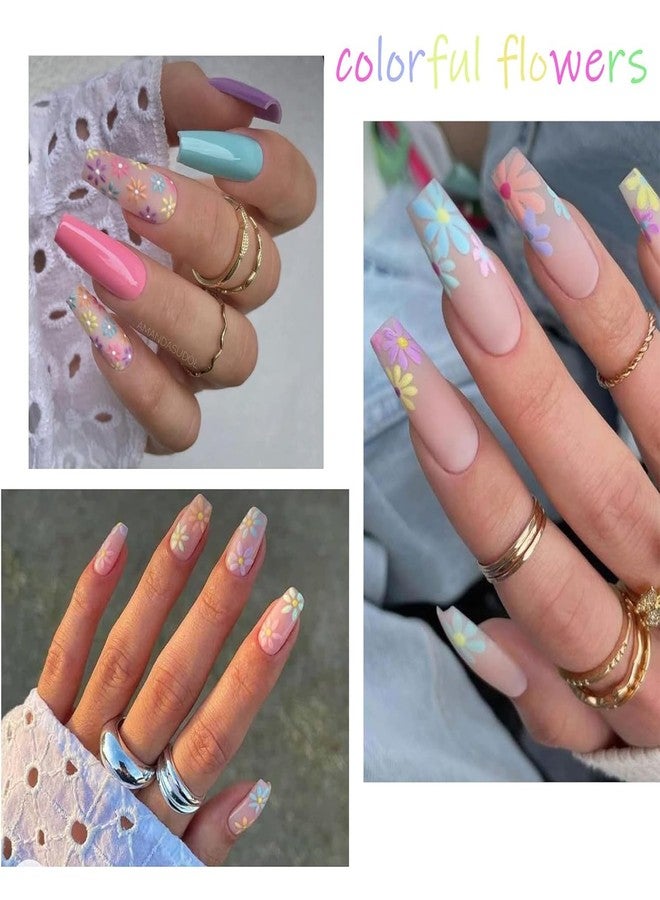 VOTACOS Flower Nail Art Stickers - 5D Embossed, Spring/Summer Daisy Designs, Self-Adhesive Decals for Women's Nail DIY Decoration - Image 2